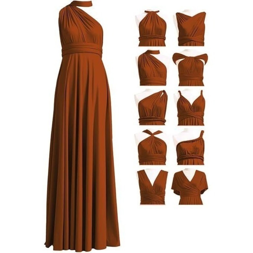 72styles Infinity Dress w Bandeau Multi-Way Dress, Twist Wrap Burnt Orange OS